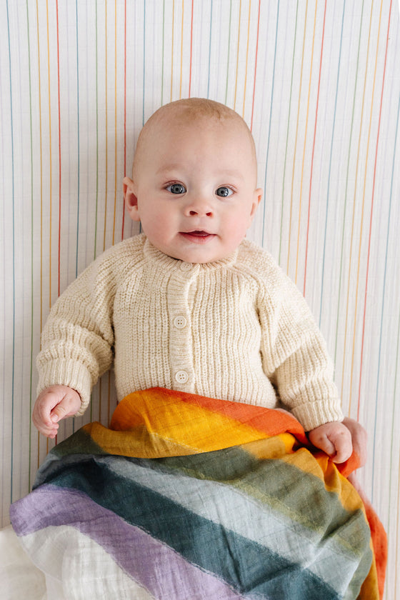 Rainbow Stripe Crib Sheet